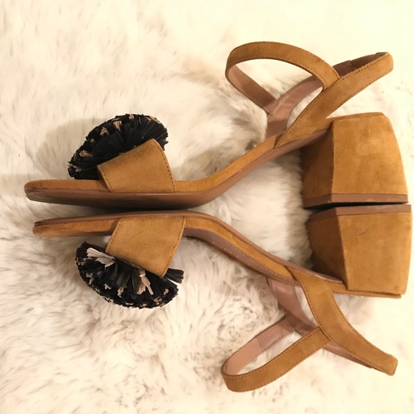 Zara Tan Suede Raffia Pom Pom Strappy Sandals | 39 - Picture 10 of 16